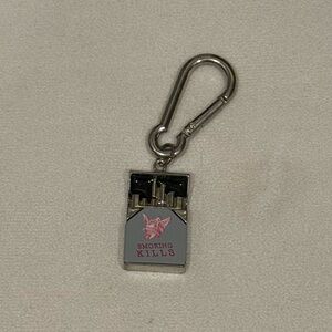 Urban Outfitters Silver and Pink Keychain
